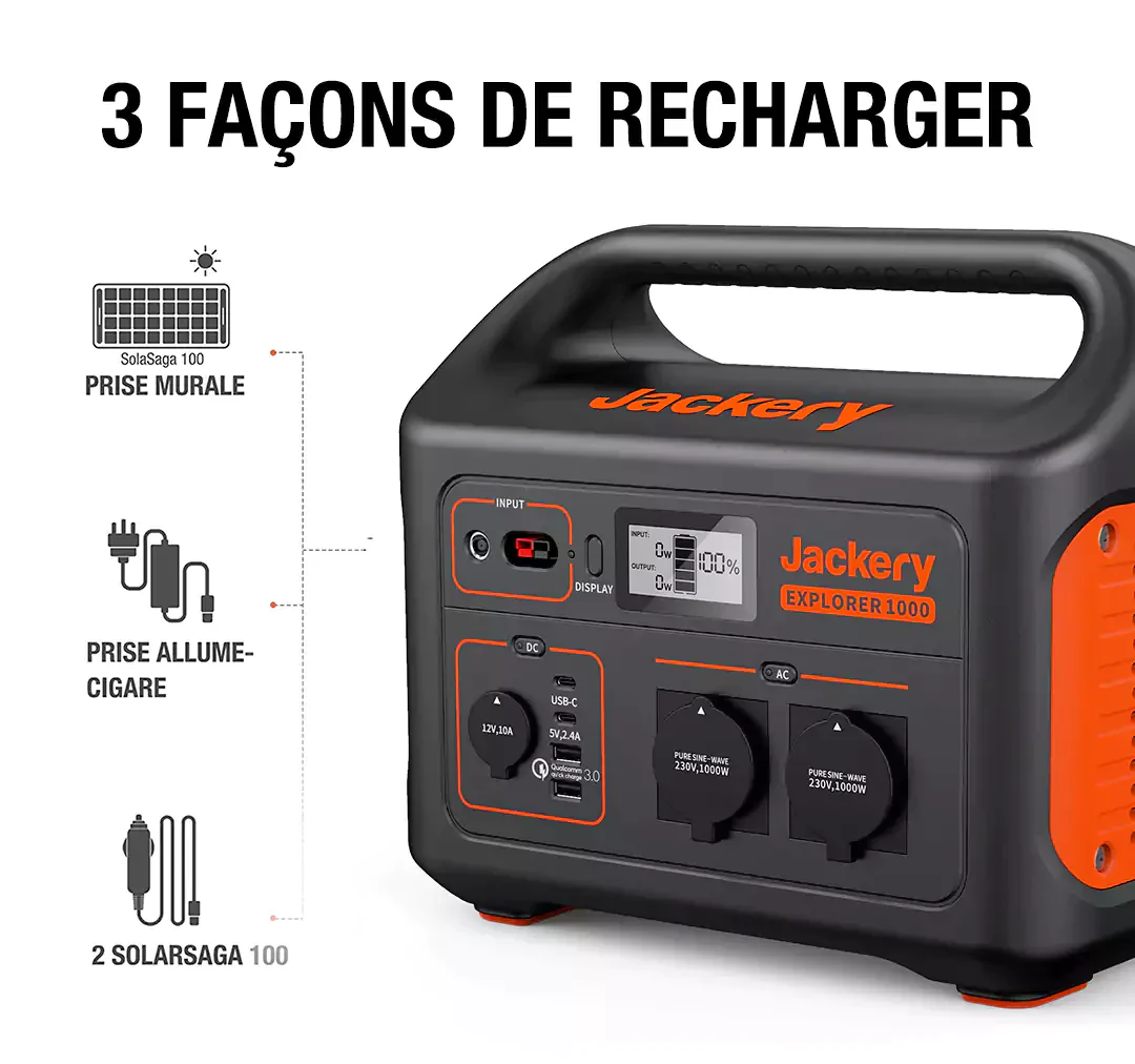 Jackery Explorer 1000 station énergique portable (Reconditionné) - Image 3