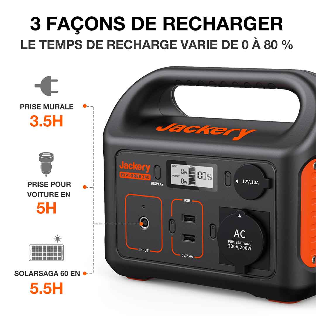 Jackery Explorer 240 station énergique portable (Reconditionné) - Image 5
